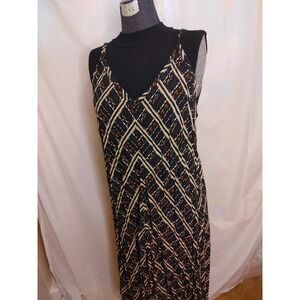 Michel Studio‎ Spaghetti Strap Multi Color Maxi Elastic Back Boho Dress Sz 16